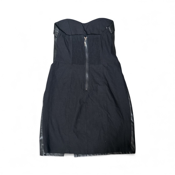 Carmin Black Strapless Leather Dress with Gold Zippers - Picture 2 of 5